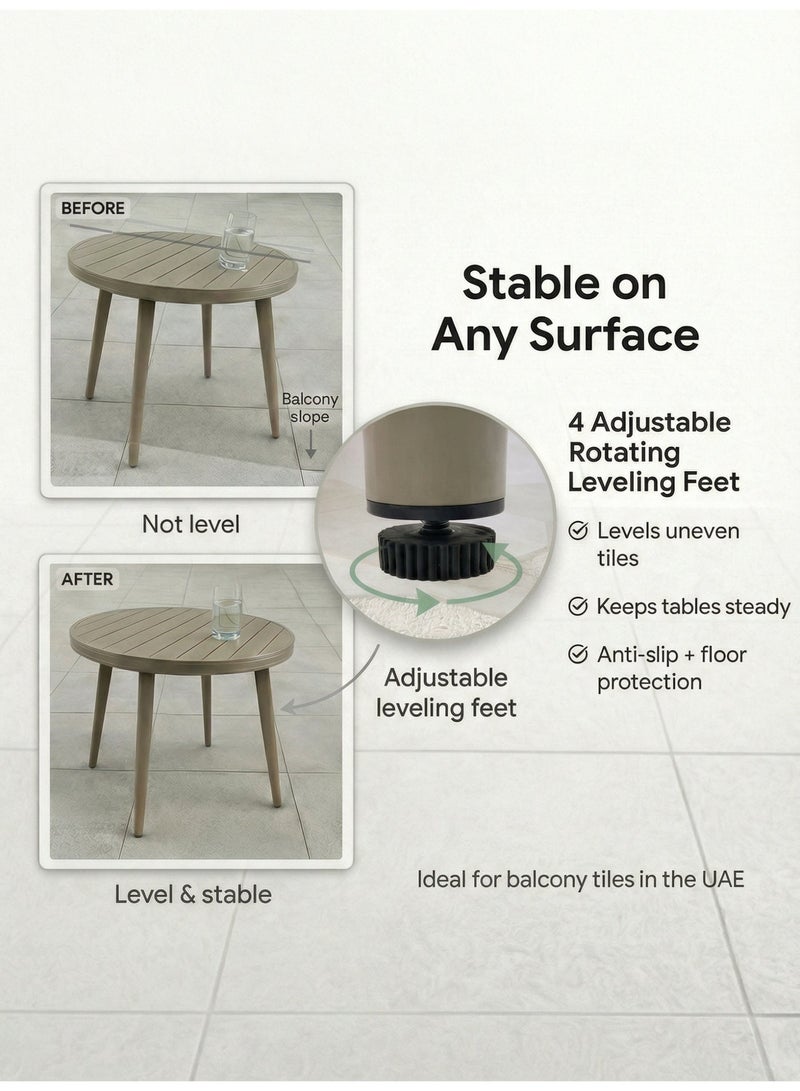 صن رايز طقم طاولة وكراسي خارجية 5 قطع من الألمنيوم، طاولة دائرية و4 كراسي بحبل منسوج مع وسائد، للتراس والحديقة والشرفة - Image 5